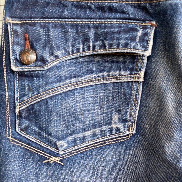 Degree Straight Fit Men's Jeans Size 33x30 Distressed Flap Pocket Dark Wash - Picture 16 of 16